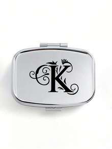 A-Z Letter Pattern Square Pill Box, 2 Portable Medication Storage Compartments, Mini Metal Storage Box, Portable Jewelry And Pill Case, Personalized Creative Gift With Name Tag, Suitable For Travel, Outdoor Activities, Bags, Pockets, Can Be Used As Wedding Gifts, Gifts And Reception Decorations, Unique Decorative Travel Storage Box, Gift For Friends (Letter A-Z) Medicine Bag First Aid Bag Medicine Organizer Pill Organiser Pill Container For Home For Outdoor Cruise Essentials Travel Essential - Multicolor - View 13