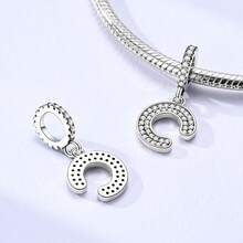 1 Pc A-Z 26-Letter Alphabet Charms With Inlaid Shiny Zirconia-DIY LOVE Letter Jewelry Gift, Perfect For Custom Bracelets And Necklaces - Silver - View 7