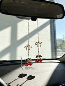 1pc Cherry Knot Car Rearview Mirror Decor, Car Interior Accessory - A - View 5