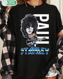 Tricou grafic cu desene animate KISS Rock Band, 100% bumbac - Negru - Vizualizare 6