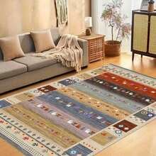 Dopamine Inspired Vintage Style Decorative Carpet, Suitable For Bedroom, Living Room, Outdoor, Washable - Multicolor - View 6