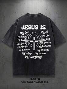 Men's Vintage Faith Graphic T-Shirt | Summer Men's Street Style Retro Print T-Shirt | Niche Fashion Men's Clothing Y2k Clothing | Unisex - 黑色 - 查看 2