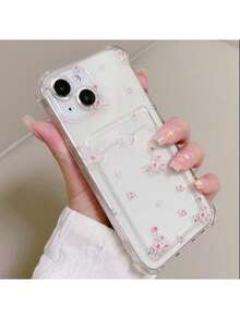 1pc Rose Flower Pattern Transparent Perforated 2.0mm Thick Elegant Protective Phone Case, Suitable Compatible With Iphone 11/12/13/14 Pro Max/XS/XR/11 Pro/11 Pro Max/12 Pro/12 Pro Max/13 Pro/13 Pro Max/7 Plus/14 Pro/14 Pro Max/14 Plus/7 Plus/8 Plus/8/SE2 - Multicolor - View 4