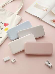 1pc Macaron Style Plastic Minimalist INS Multifunctional Storage Box, Handmade DIY Matte Stationery Pouch, Suitable For School And Office Use, Student Supplies, Back To School Season Office Desk Accessories Desk Accessories Office Supplies Office Accessories - Rectangle - View 1