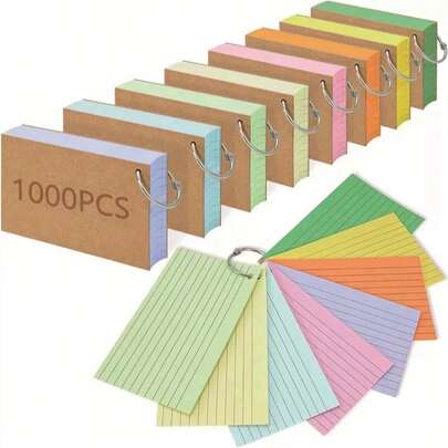 100 بطاقة فلاش معدنية مرقمة لتعلم اللغات والاستعداد للامتحانات | بطاقات مراجعة مسطرة 5" * 3"