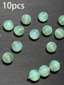 50pcs Dreamy Spring/Summer Galaxy Glitter Round Resin Beads, DIY Bracelet Jewelry Making Supplies - Multicolor - View 83