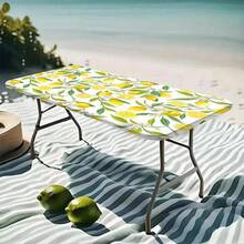1 pieza Mantel elástico para exteriores con patrón de limón, mantel floral de frutas de verano amarillo, decoración del hogar para mesa de cocina y comedor, mantel con patrón de limón, adecuado para primavera y verano - D - Ver 3