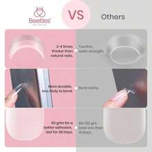Beetles Soft Gel Nail Tips Short Almond 288pcs In 12 Sizes, Etch-X Pre-Etched Full Cover Acrylic Fake Nails Art - Bộ móng tay vuông cỡ trung bình 288 chiếc (móng tay khắc hình chữ X) - Xem 5
