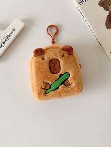 水豚毛绒零钱包迷你钥匙扣包，可爱卡通儿童零钱包，学生耳机收纳包 - 彩色 - 查看 12
