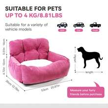 HAZOOWILL Pet Car Seat And Travel Bed, Suitable For Small Dogs And Cats, With Non-Slip Base And Adjustable Straps, Lightweight And Foldable, Multi-Purpose Detachable Design, Suitable For Road Trips And Home Use - Hot Pink - View 20