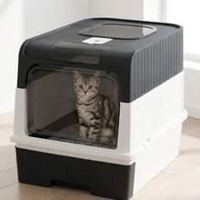 Ultra Large Top Entry Enclosed Cat Litter Box, Space-Saving Foldable Design With Pull-Out Drawer & Anti-Splash Lid, Odor Control Leak-Proof Cat Toilet, Easy Clean Portable Litter Tray With Skylight & Scoop For Indoor Cats - one-size - View 1