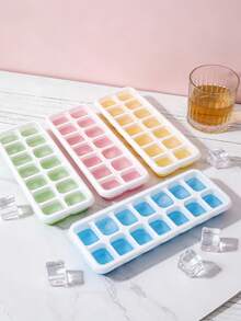 2 Pieces Silicone Ice Cube Trays With Lid, Ice Cube Mould, LFGB Certified, Square Ice Cube Trays Easy To Remove - Multicolor - View 1