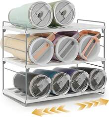 Water Bottle Storage Rack, Beverage Container Organiser - White - View 4