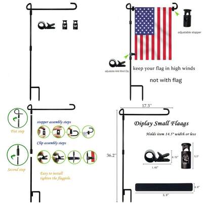 Garden Flag Stand Pole With Holder Waterproof Powder Coated Yard Flagpole Kit Including Stopper And Clip For Seasonal House Decorative Flags