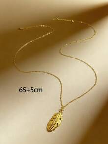 1 chiếc dây chuyền mặt hình lông vũ bằng thép không gỉ mạ vàng 18K, thời trang và đa năng dành cho nữ, phù hợp để đeo hàng ngày, hẹn hò, đi nghỉ lễ hoặc dự tiệc. - Vàng - Xem 6