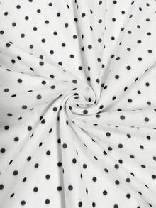 Plus Size Summer Casual Polka Dot Print Skirt - White - View 5