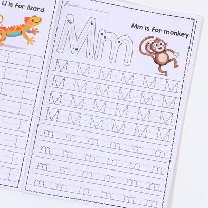 幼児向けABC アルファベットワークブック、32ページ、楽しいドットつなぎ、創造的な描画アクティビティ、初期教育アクティビティ、カーボン紙付きの魔法の単語ゲーム付き、持ち運びやすく丈夫な英語の書き込み帳、ベビーの英語学習と就学前教育の移行に最適な教育的なギフト。