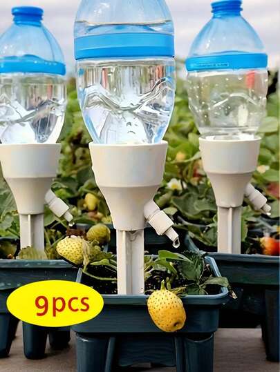 Bộ tưới nhỏ giọt tự động 3/6/9 món, bộ que tưới tự động cho vườn, lưu lượng nước điều chỉnh được, thích hợp cho cây trồng trong nhà và ngoài trời, không cần pin, phù hợp với các loại chai có ren tiêu chuẩn Châu Âu và Mỹ.