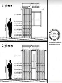 2 piezas de cortinas traslúcidas degradadas con ojales en la parte superior, adecuadas para dormitorio, sala de estar, decoración del hogar - Negro - Ver 8