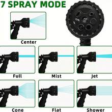 Expandable Garden Hose, Durable Waterproof Hose With 3-Fold Expandable Function, Comes With Spray Gun And 7 Function Adjustment, Black - Black - View 7