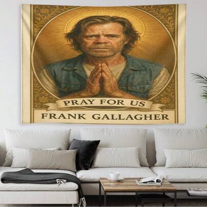 1 Tấm thảm treo tường chủ đề Frank Gallagher - Trang trí treo tường bằng vải màu đào và nâu nhạt. Có hình in ngang chân dung Chúa Jesus và Frank Gallagher. Thích hợp cho phòng khách, phòng ngủ và trang trí tiệc. Không cần nguồn điện. Một món quà lý tưởng cho người hâm mộ.