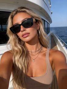 1件 Y2K 复古时尚眼镜，男女通用，超大镜框，轻便百搭，适合海滩、街头、音乐节等场合，是青少年、男士、女士毕业季的理想配饰。 - 彩色 - 查看 3