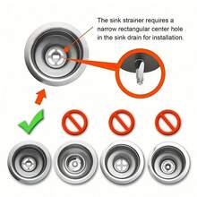 Rổ lọc rác bồn rửa bằng thép không gỉ 3-1/2" kèm nút chặn cao su, bộ thay thế cho cống thoát nước bồn rửa nhà bếp tiêu chuẩn. - Nhiều màu - Xem 4