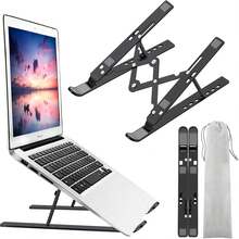 Ergonomic Adjustable Aluminum Alloy Laptop Stand For Desk, Foldable Portable Lightweight Notebook Riser, Ventilated Heat Dissipation Anti-Slip Anti-Scratch Stable Computer Holder, Universal Compatibility For 10-15.6 Inch Laptops & Tablets, Multi-Angle Modern Minimalist Desktop Laptop Mount For Home Office Study Work Business Travel,   Comfort Laptop Support - 查看 13