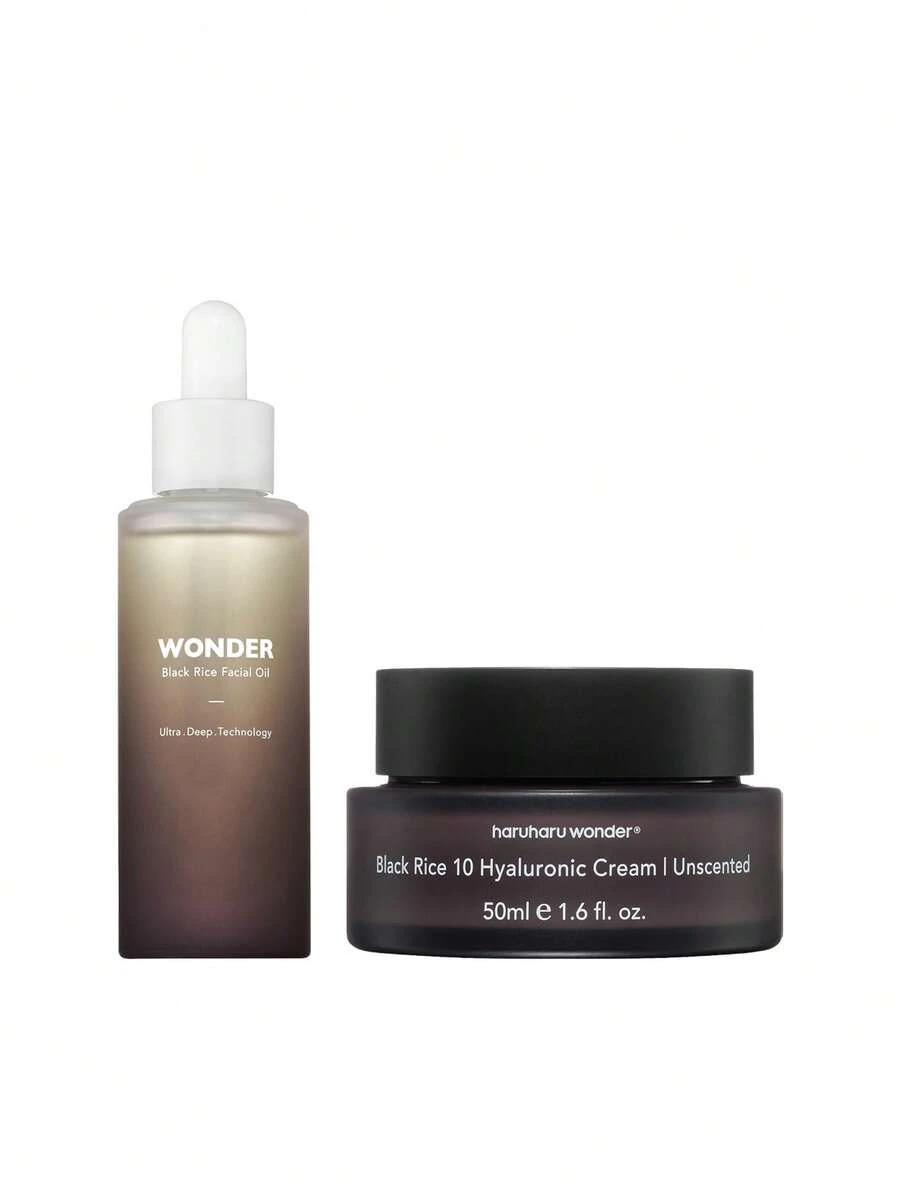 HaruHaru Wonder [Bundle] Black Rice Facial Oil 30 Ml + 10 Hyaluronic Cream (Unscented) 50 Ml - Black Rice - View 1