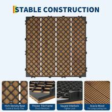 22PCS superior de madera de acacia azulejos de cubierta interconectados - 12 "x12" impermeable al aire  e interior de pisos - Instalación sencilla para el balcón, junto a la piscina, pared del jardín, marrón pintado - marrón - Ver 3