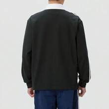 adidas originals 3-Stripes 橄欖球舒適柔軟透氣寬鬆長袖Polo衫 - 黑與白 - 查看 2
