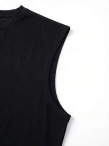 Men's Sleeveless T-Shirt With Rich Letter Slogan & Money Hand Graphic, Casual Fitness Street Fashion Muscle Tank Top, Soft Touch, Summer - Black - View 6