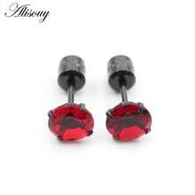 2 Pieces Surgical Stainless Steel 4 Prong Double Zirconia CZ Women Girl Ear Stud Cartilage Screw Earrings Piercing Jewelry - Stud Earring - View 8
