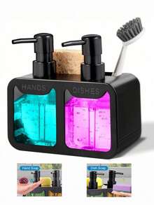 Bộ 1 bình đựng xà phòng hai đầu, bình đựng xà phòng bằng nhựa chất lượng cao, chai đựng xà phòng lỏng bền chắc và chống vỡ, thích hợp cho nhà bếp và phòng tắm, dụng cụ sắp xếp xà phòng đa năng. - Nhiều màu - Xem 3