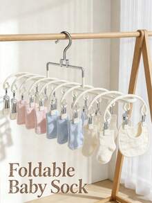 1 cái giá phơi tất bằng thép không gỉ 20 kẹp, giá treo quần áo dùng để phơi tất, đồ lót, quần áo bẩn trên ban công, giá phơi quần áo gia dụng chống gió, đồ dùng cho em bé - Màu trắng kem - Xem 7