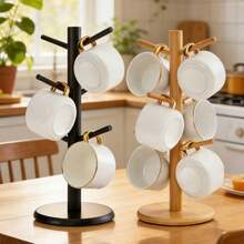 Bamboo Mug Tree For Counter, 6 Hooks Detachable Coffee Mug Holder, Decorative Mug Racks For Coffee Bar Organizer - 彩色 - 查看 4