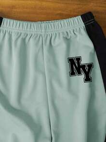Tween Boy Letter Print Short Sleeve T-Shirt And Shorts - Green - View 6