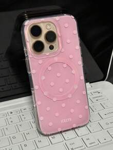 Ốp lưng điện thoại sạc không dây từ tính mềm mại họa tiết chấm bi tối giản cho iPhone 17Pro Max 17Pro 17Air 17 16 15 14 13 12 11 Pro Max, màu kẹo dẻo, chống rơi vỡ. - Hoa hồng hồng - Xem 4