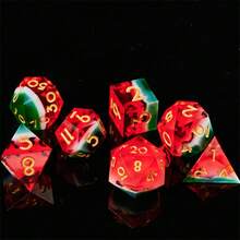 D&D Summer Watermelon Dice Set Of 7, Smooth Edges And Easy To Roll, Ideal For Tabletop Role-Playing Games, D&D And Fantasy RPGs. Excellent Choice. - Multicolor - View 6