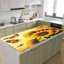 1pc Sunflower Print Kitchen Counter Dish Drying Mat, Super Absorbent, Hides Stains, Rubber Backed Multi-Purpose Dining & Kitchen Pad, Suitable For Coffee Maker, Dish Rack, Coffee Table, Countertop - Multicolor - View 5