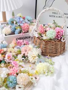 50pcs Artificial Flower Heads, Assorted Sizes Lifelike Flowers, Mini Daisies, Suitable For Wedding DIY, Christmas Decoration, Home Decor, Party - Multicolor - View 1