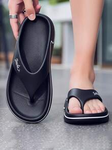 Dép xỏ ngón đế dày unisex MAOLI, dép lê thời trang mùa hè in chữ, dép đi biển, kỳ nghỉ, mặc hàng ngày, dành cho nữ. - màu đen - Xem 9