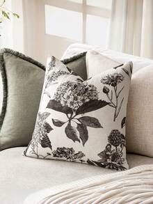 1 Conjunto de Capas Decorativas de Almofada Estampadas com Flores em Linho, Capas de Almofada em Estilo Vintage para Sofá, Cadeira, Quarto, Decoração do Lar - Preto - Visão 5