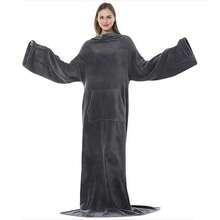 Blanket With Sleeves For Adult Women Men, Robe Blanket Gift Soft Warm Wearable Blanket Fleece Wrap Throw - Dark Grey - View 9