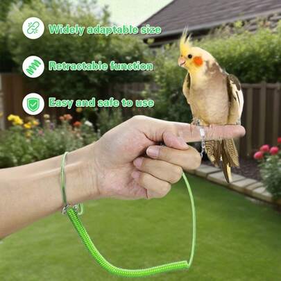 6pcs Retractable Bird Leash, 118inch Extendable Leash With Anti-Bite Leg Strap | 5 Sizes, Suitable For Parrots, Cockatiel, Lovebirds, Macaws, Parakeets - Stainless Steel Flight Training Rope, Bird Owner Accessories, Multiple Colors Available
