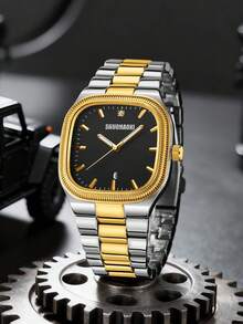 1 chiếc đồng hồ nam vuông thời trang, kiểu dáng casual, chạy bằng pin thạch anh, đa năng, thích hợp làm quà tặng. - Một cỡ - Xem 5