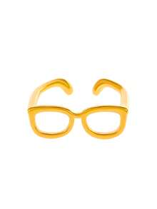 1pc Minimalist Cute Glasses Adjustable Ring, Quirky Personalized Mini Glasses Ring - Multicolor - View 3