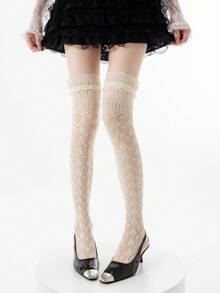 1/3 Pairs Spring/Summer Thin Over-The-Knee Socks, Ballerina Lace Long Socks, Hollow Calf Socks, Y2K Knee-High Socks, Fishnet Slouch Socks, Backless Socks, Minimalist Sexy High Socks, Straight Tube Socks - Multicolor - View 25