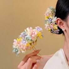 1 chiếc kẹp tóc hình hoa bằng vải Dopamine nhiều màu sắc, phụ kiện tóc thanh lịch, tinh tế theo phong cách đồng quê, đạo cụ chụp ảnh đa năng, phụ kiện búi tóc, ghim tạo kiểu tóc, thích hợp cho mùa hè, kỳ nghỉ, du lịch. - Nhiều màu - Xem 1