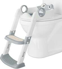Asiento de entrenamiento en maceta con escalera de taburete de paso de altura ajustable - almohadillas antideslizantes para la  - entrenador de inodoro para niños pequeños para niños y niñas - duradero con soporte estable para un entrenamiento fácil en maceta - Gris - Ver 5